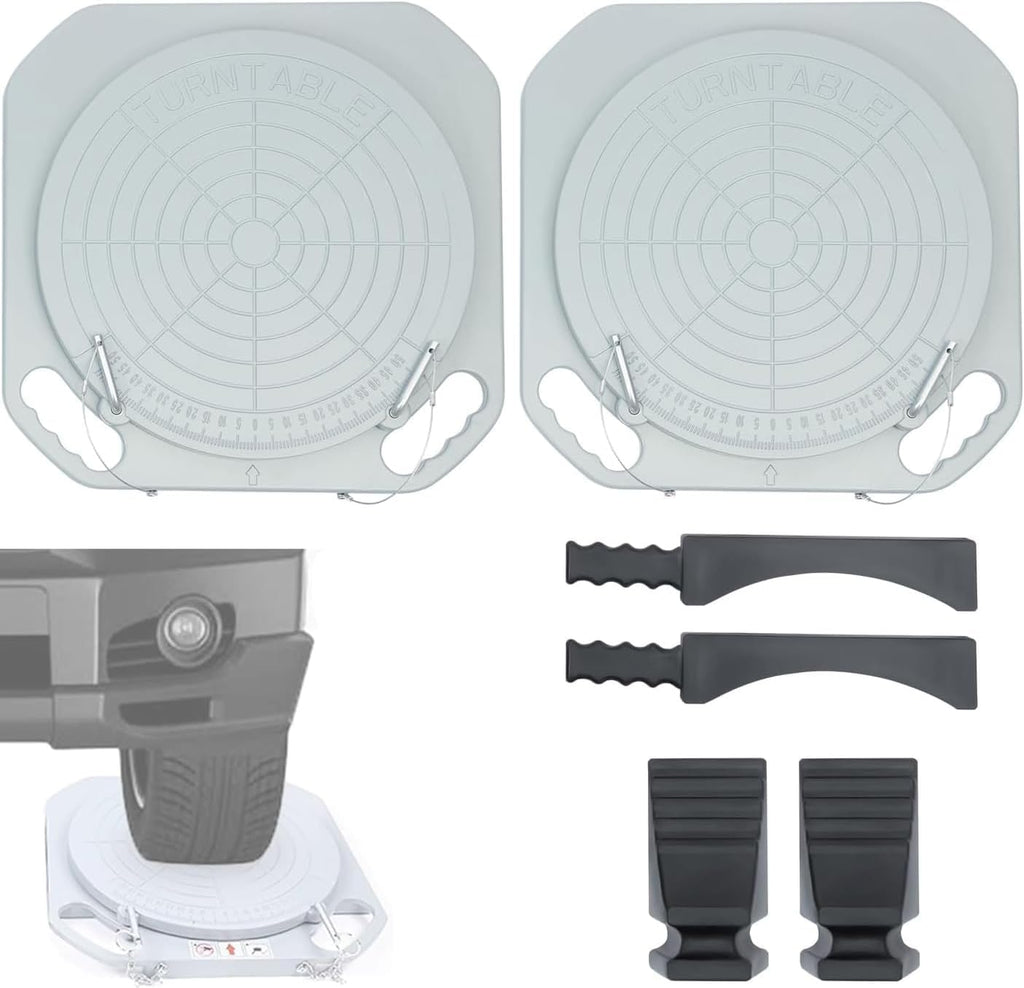 Wheel Alignment Turn Plates 2-Pack, Alloy Rotating Turntable w/Transition Blocks and Thrust Pads for Auto Repair Shops and Garages