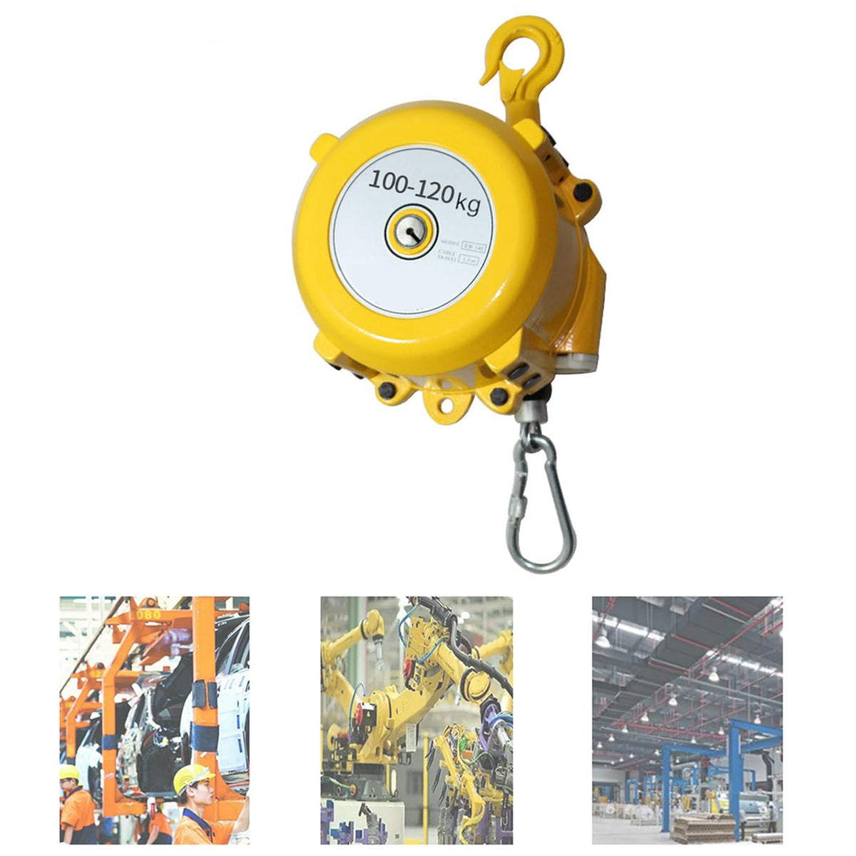 1.5M Retractable Spring Balancer with Hook - Adjustable Tension Tool for Workshop & Automotive, Supports 3-5kg, Durable Wire Rope for Maximum Efficiency & Safety