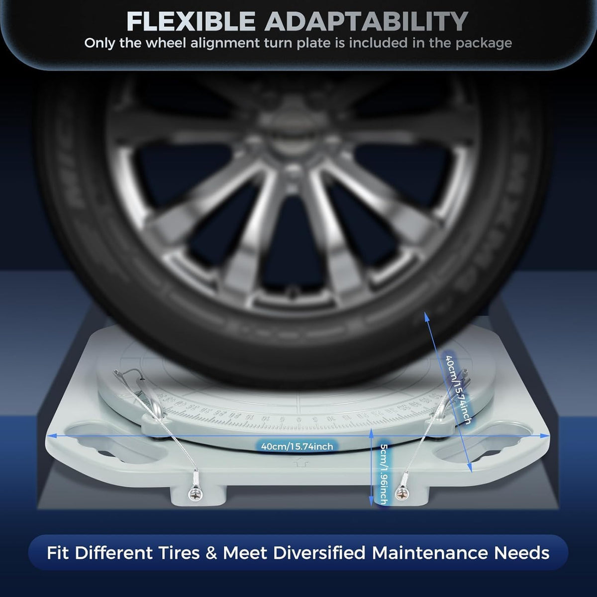 Wheel Alignment Turn Plates 2-Pack, Alloy Rotating Turntable w/Transition Blocks and Thrust Pads for Auto Repair Shops and Garages