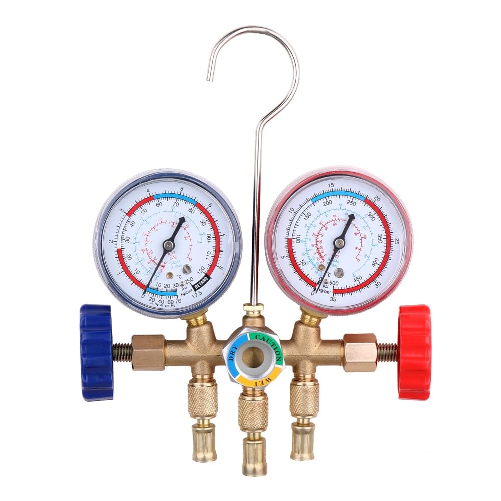 Refrigerant Manifold Gauge Air Condition Refrigeration Set Air Conditioning Tools with Hose and Hook