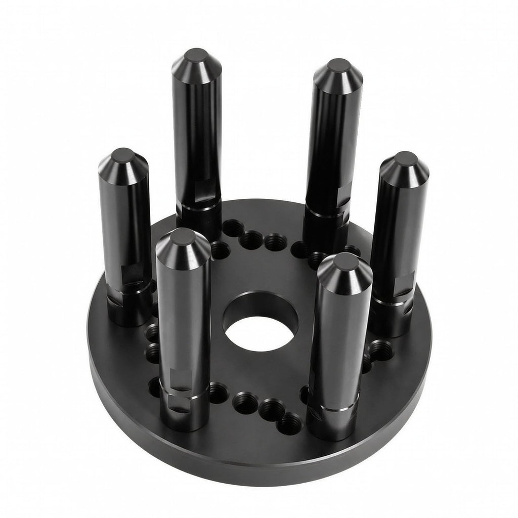 Wheel Balancer Clamp Automotive Wheel Balancing Fixture with Threaded Locating Posts and Six Hole Mounting Plate for Tire Repair Workshop