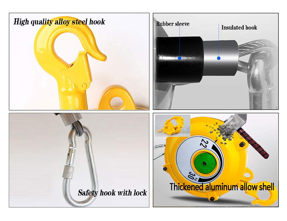 Spring Balancer Tool,Spring Balancer Retractable Tool Hanging Holder with Snap Hook for Pneumatic Tools,Multifunctional Auxiliary Tools(9 to 15kg