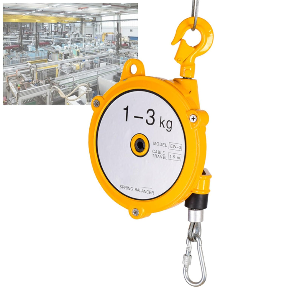 Spring Balancer with 1.5m Cable and Self-Locking Hook, Retractable Self-Locking Spring Balancer - Workshop and Automotive Equipment, Multifunctional Auxiliary Tools (60-70kg