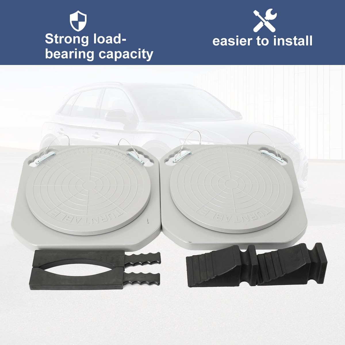 Wheel Alignment Turn Plates 1 Pair, Alloy Car Turntable w/Transition Blocks & Thrust Pads for Garage and Auto Repair