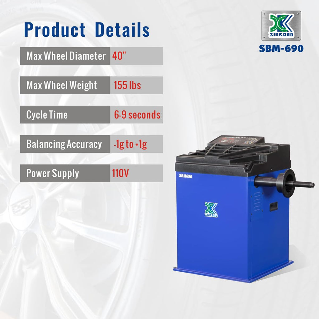 XK Tire Changer and Balancer Combo 37 in Wheel Machine, 110V,960-690