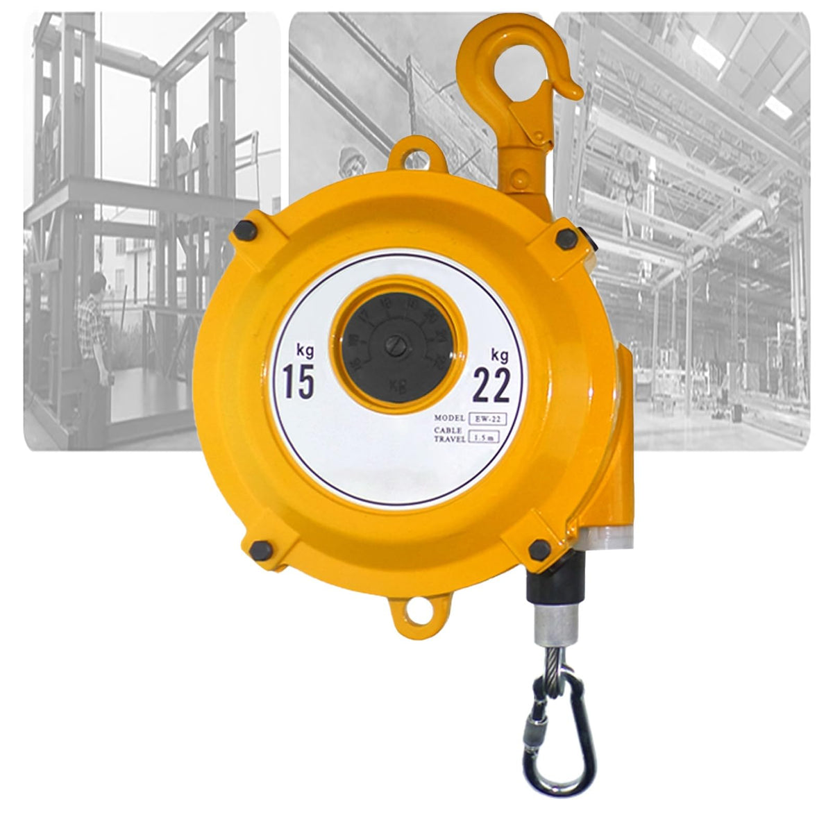 Spring Pulley Balancer, Retractable Self-Locking Spring Balancer, with 1.5 M Cable and Hook, High Strength and Load-Bearing, for Factory and Workshop.(9-15kg)