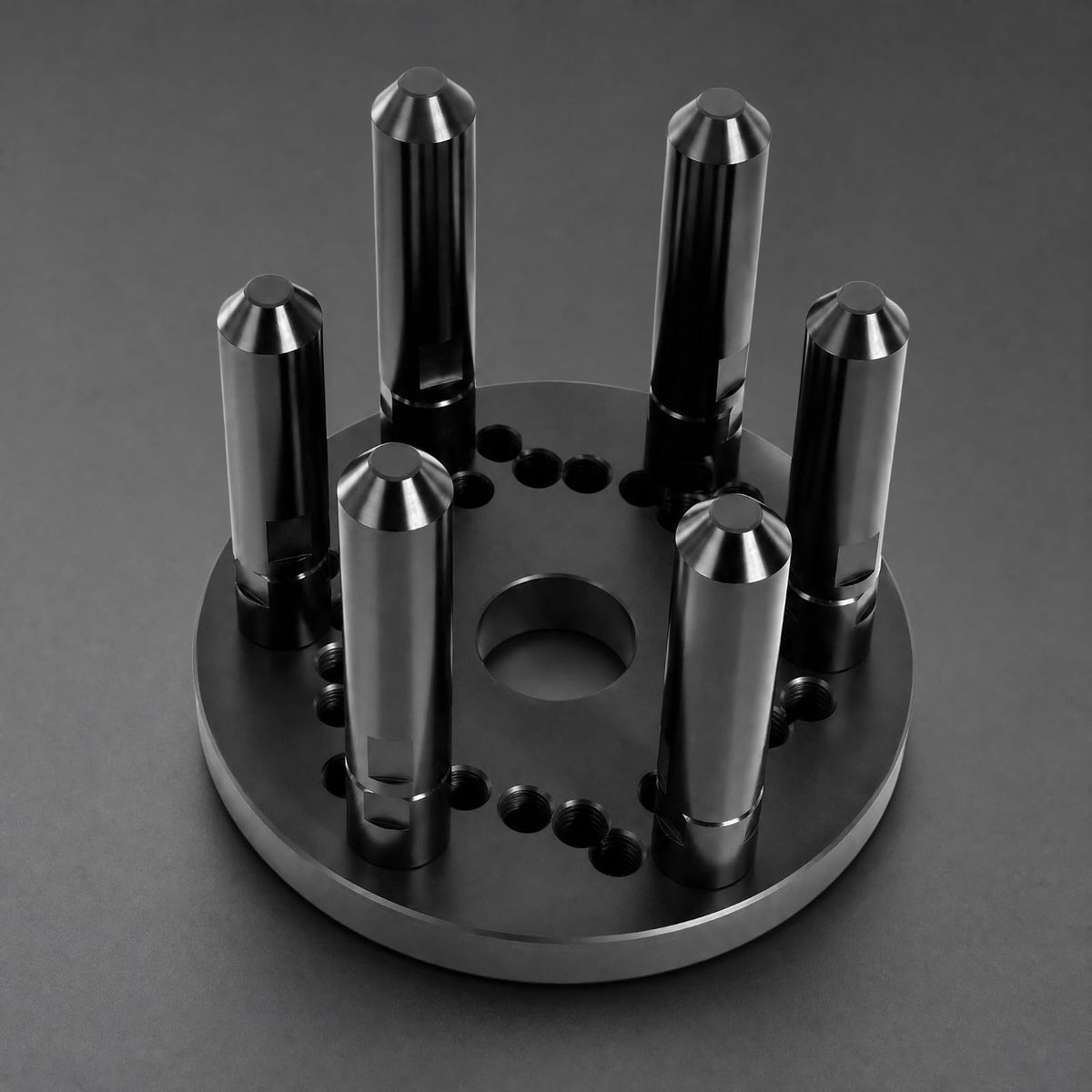 Wheel Balancer Clamp Automotive Wheel Balancing Fixture with Threaded Locating Posts and Six Hole Mounting Plate for Tire Repair Workshop