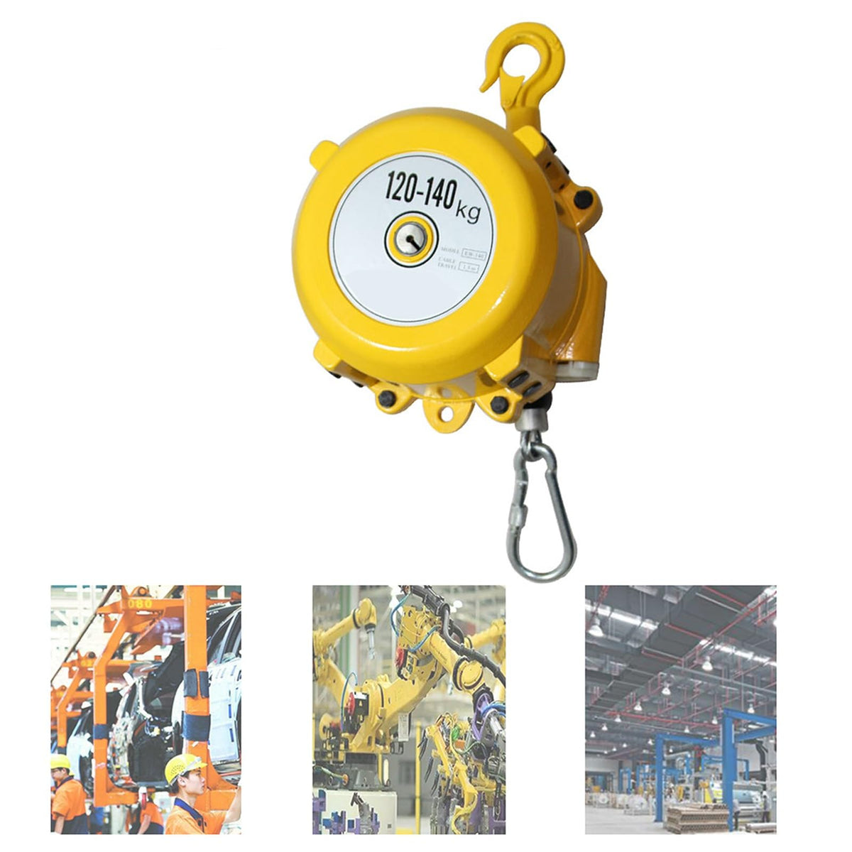 1.5M Retractable Spring Balancer with Hook - Adjustable Tension Tool for Workshop & Automotive, Supports 3-5kg, Durable Wire Rope for Maximum Efficiency & Safety
