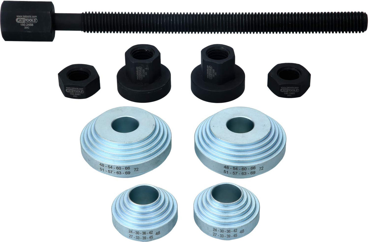 KS Tools 150.2460 Radlagerwerkzeug-Satz Ø24–72mm 9-TLG. Universal Wheel Bearing Tool Set, Diameter 24-72 mm, 9 Pieces, Multicoloured