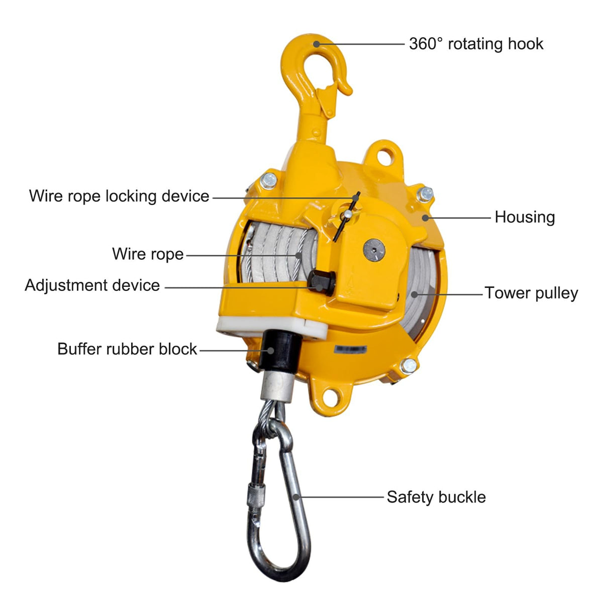 Heavy-Duty Retractable Spring Balancer with 1.5m Wire Rope & Hook - Reliable Tool Holder for Workshop & Automotive Equipment (30-40 Kg Capacity)