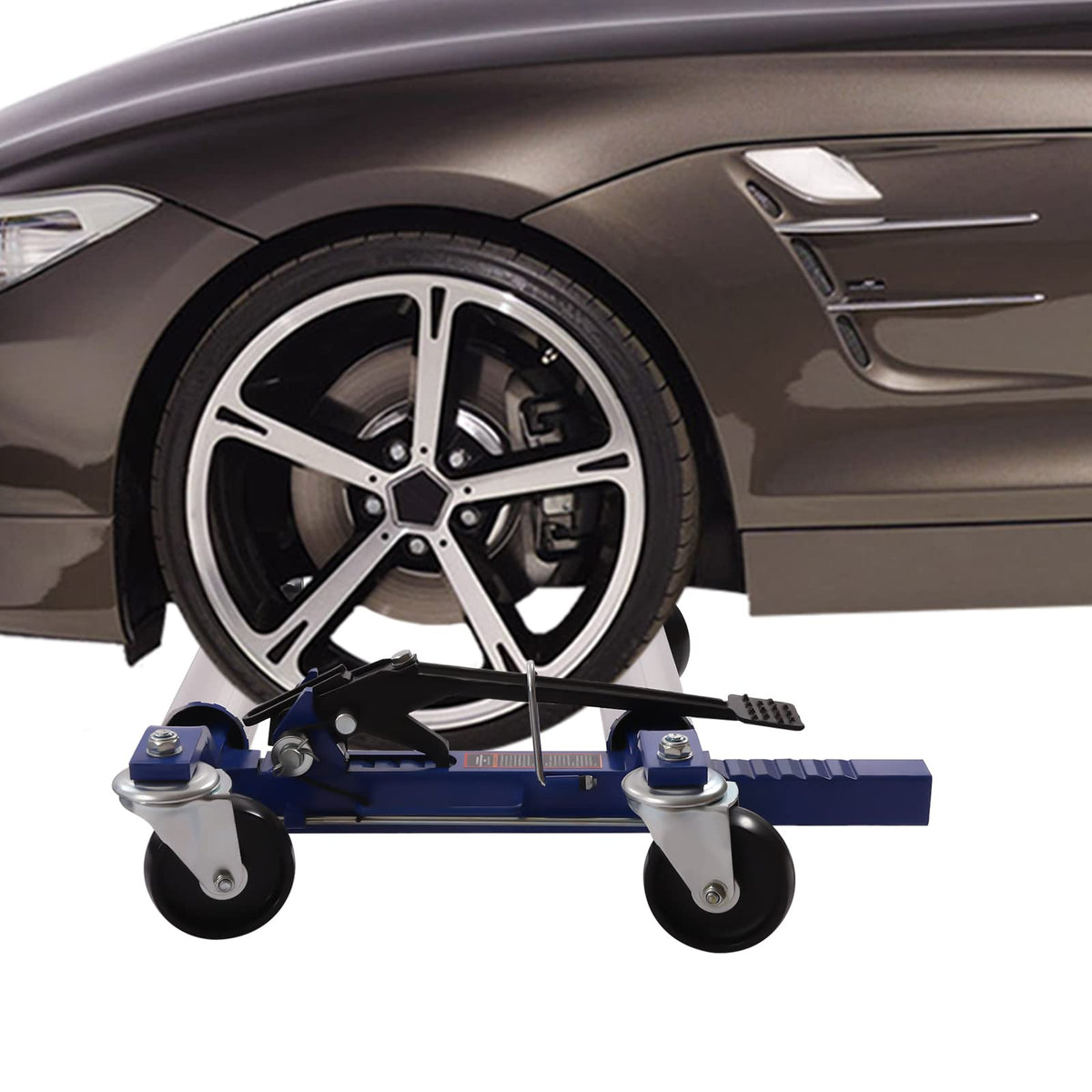 Car Wheel Dolly Jack Set of 4, 5200lbs Capacity Heavy Duty Self Loading Dolly with Ratcheting Foot Pedal, Retractable Ratcheting Wheel Dollies Vehicle Positioning Jack for Tire Auto Repair Moving