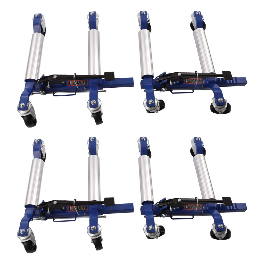 Car Wheel Dolly Jack Set of 4, 5200lbs Capacity Heavy Duty Self Loading Dolly with Ratcheting Foot Pedal, Retractable Ratcheting Wheel Dollies Vehicle Positioning Jack for Tire Auto Repair Moving