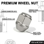 TRACER 20 x Wheel Nuts M12 x 1.25 Taper Collar Closed 60° 25 Spanner Width 19 mm Compatible with Vauxhall, Agila I