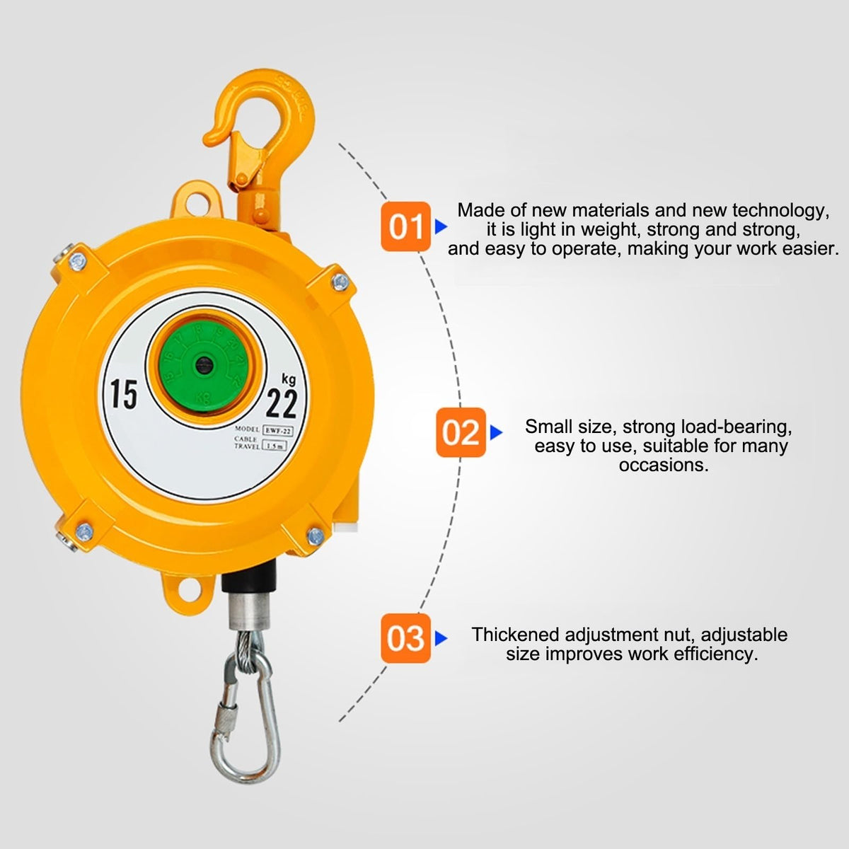 Spring Balancer, Spring Balancer Retractable Tool, Safe Reduce Fatigue, Retractable Self-Locking, for Assembly Line, Hanging, Moving Tools, Fixtures,50-60kg
