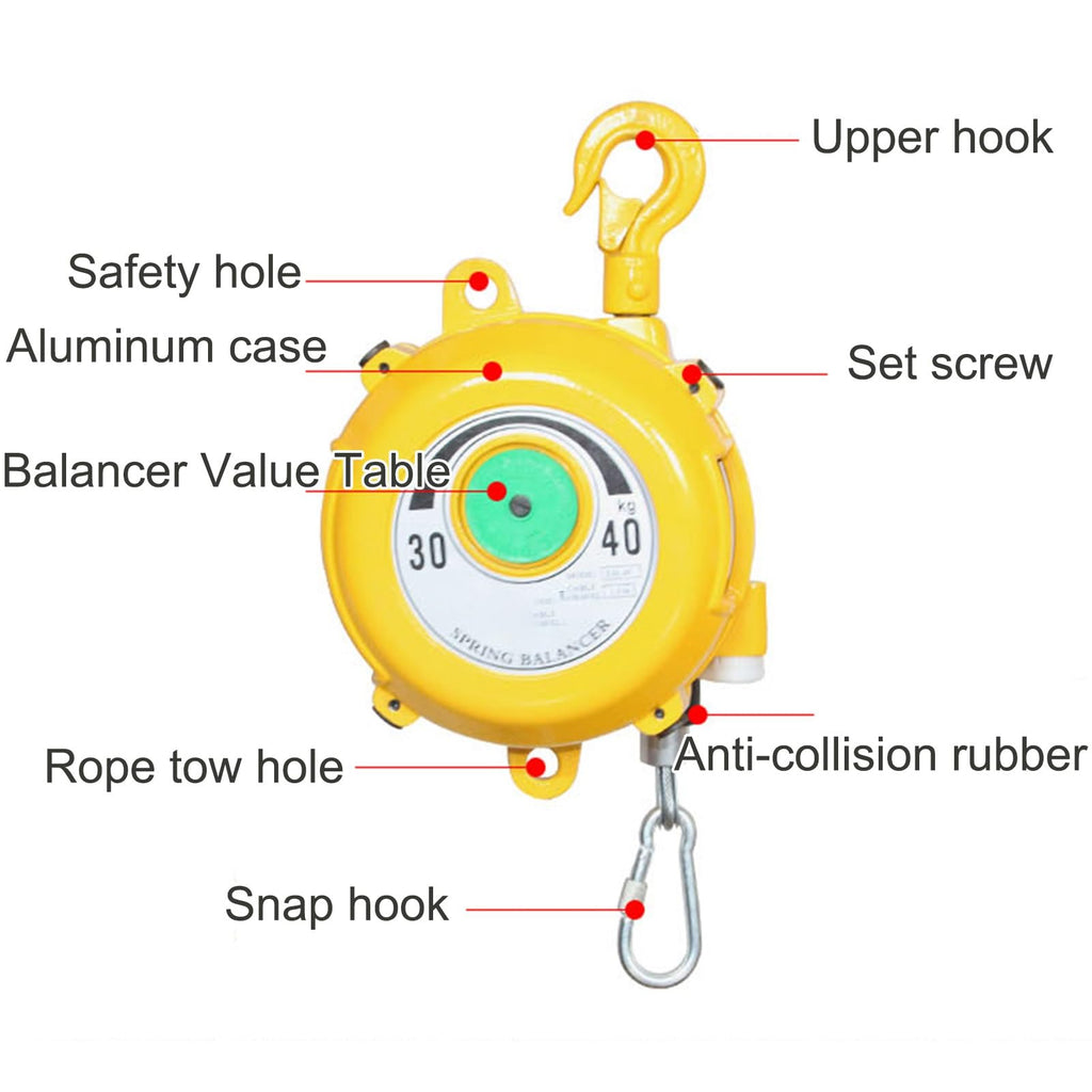 Retractable Spring Balancer 1.5m Cable with Self-Locking Hook - Heavy Duty Workshop & Automotive Tool, Multifunctional Auxiliary Equipment (Load Capacity: 5-9kg)