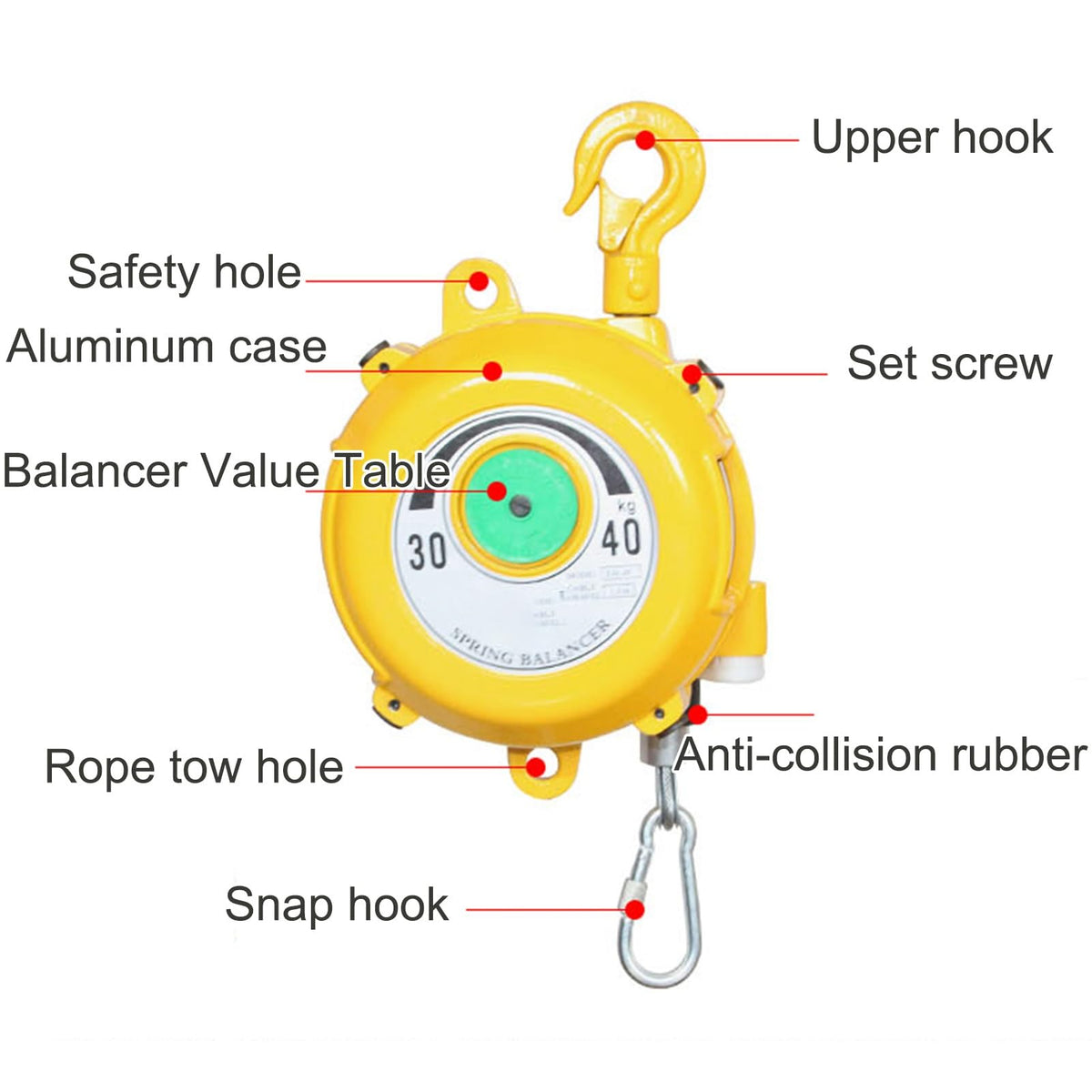 Retractable Spring Balancer 1.5m Cable with Self-Locking Hook - Heavy Duty Workshop & Automotive Tool, Multifunctional Auxiliary Equipment (Load Capacity: 5-9kg)