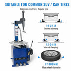 Jack Boss Tire Changer Machine, 3-Pedal Tire Machine, Heavy-Duty Wheel Tire Mounting & Dismounting Machine, 110V 60Hz Power, Fits 10"-24" Rims for Cars