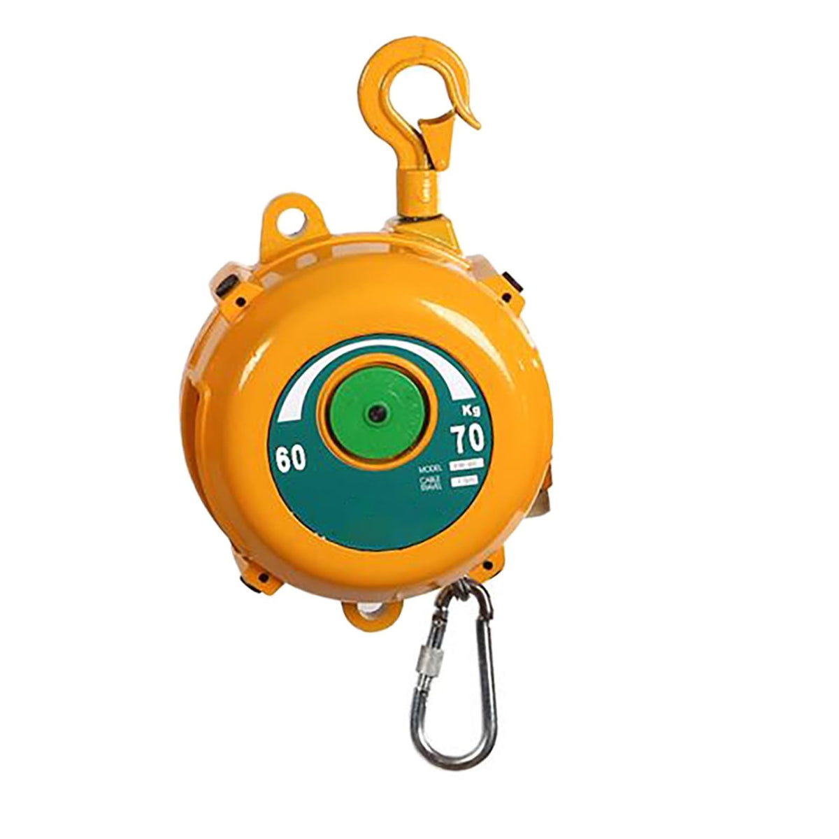 Spring Balancer, Iron Hanging Balancer,1.5m Length Tool Balancer with,Adjustable Balancer Retractor Hanging Holding,Equipment in Yellow(3-5 kg)