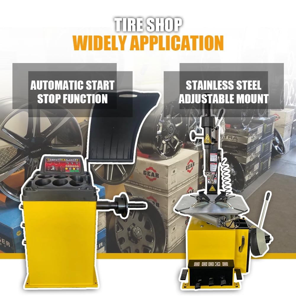 Tire Changer and Tire Balancer Machine Combo Tire Balancer 2040 39'' Max. Wheel Diameter & Tire Changer 811 24'' Rim Tire Changing and Wheel Balancing Machine Combo w/ 2 Year Warranty