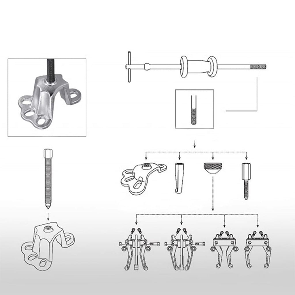 Heavy Duty Wheel Bearing Puller Set with 2.35Lb Slide Hammer and T Handle for Removal of Seals Bearings