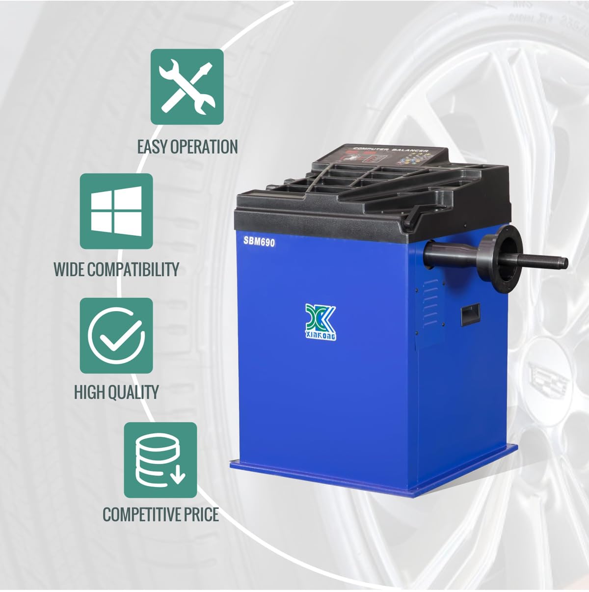 XK Wheel Balancer Machine Heavy Duty Rim Car with Cover,110V,690