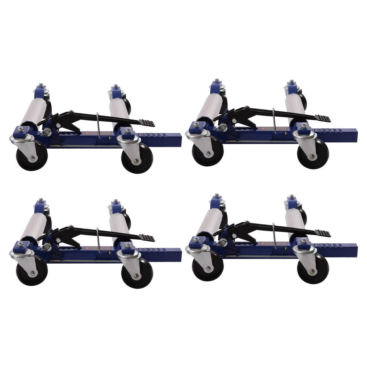 Car Wheel Dolly Jack Set of 4, 5200lbs Capacity Heavy Duty Self Loading Dolly with Ratcheting Foot Pedal, Retractable Ratcheting Wheel Dollies Vehicle Positioning Jack for Tire Auto Repair Moving