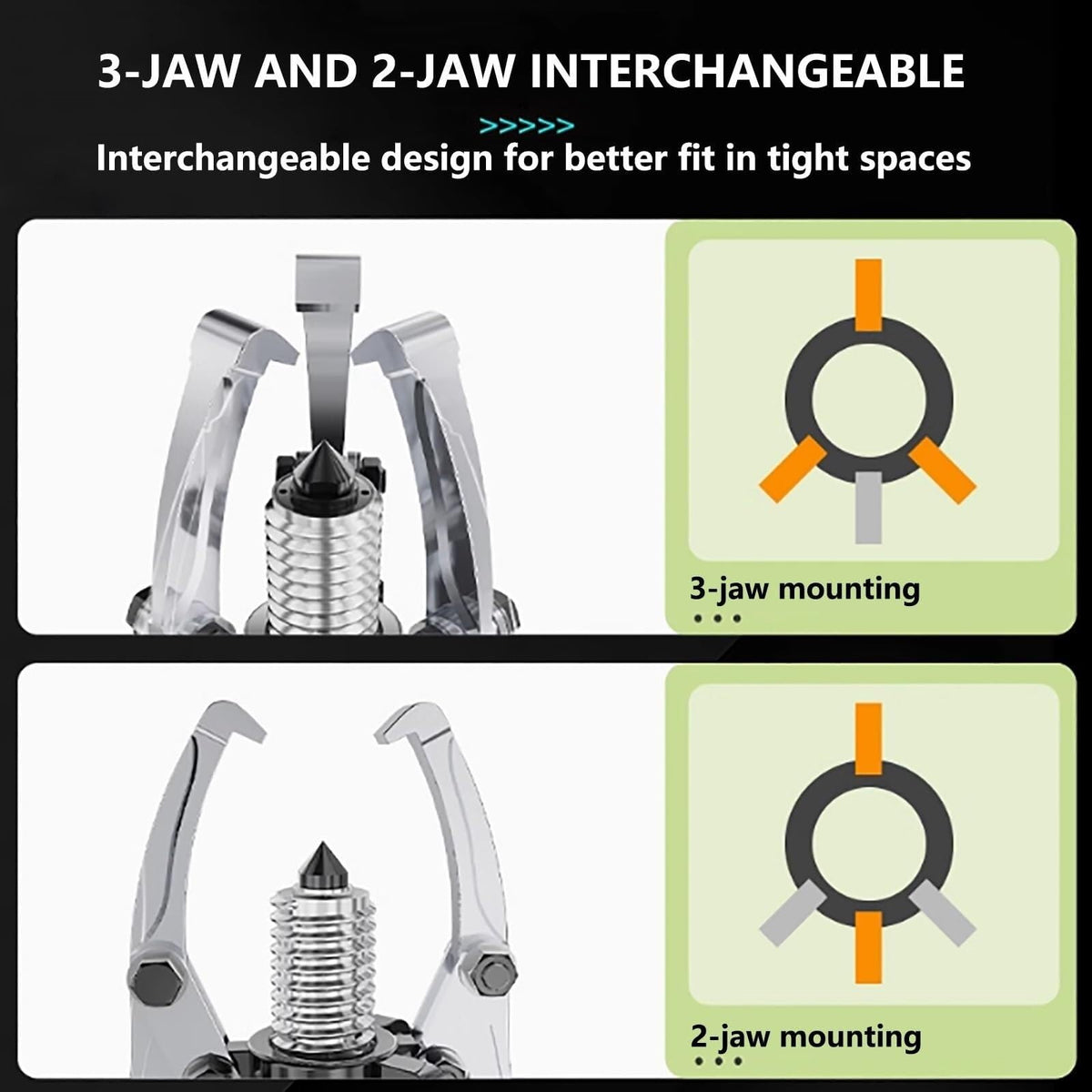 Hydraulic Gear pullers, 2 or 3 jaw Bearing hub separators, can be Used Vertically or Horizontally, Suitable for Sprockets, rotors, shafts, hub Bearings(5T/11000LB)