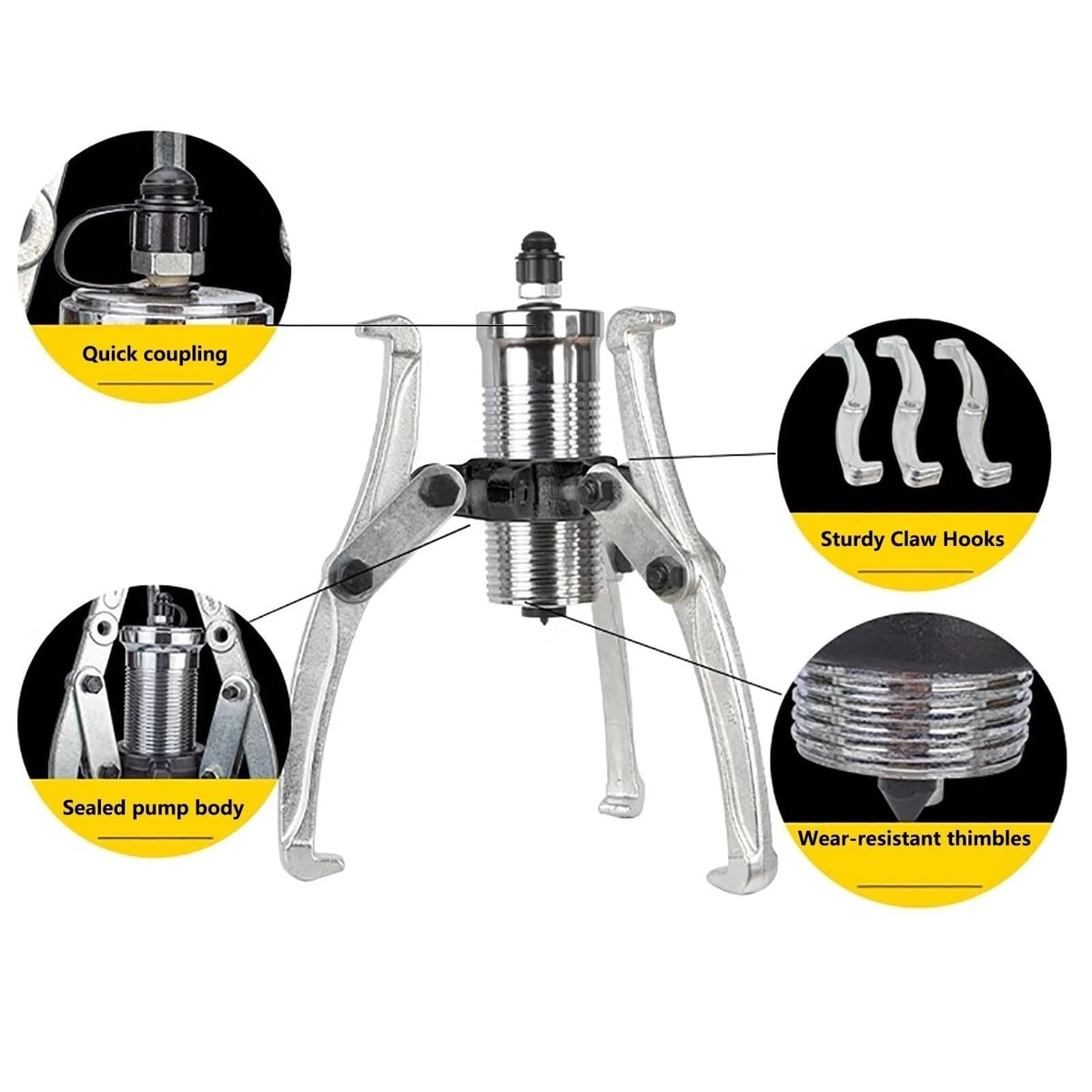Wheel Bearing Puller Separator, Split Hydraulic Gear, 30T/66,000lb Max Capacity, 2-Jaw or 3-Jaw, R2 3/8 Joint, Can be Used Vertically or Horizontally(10T/22000LB)