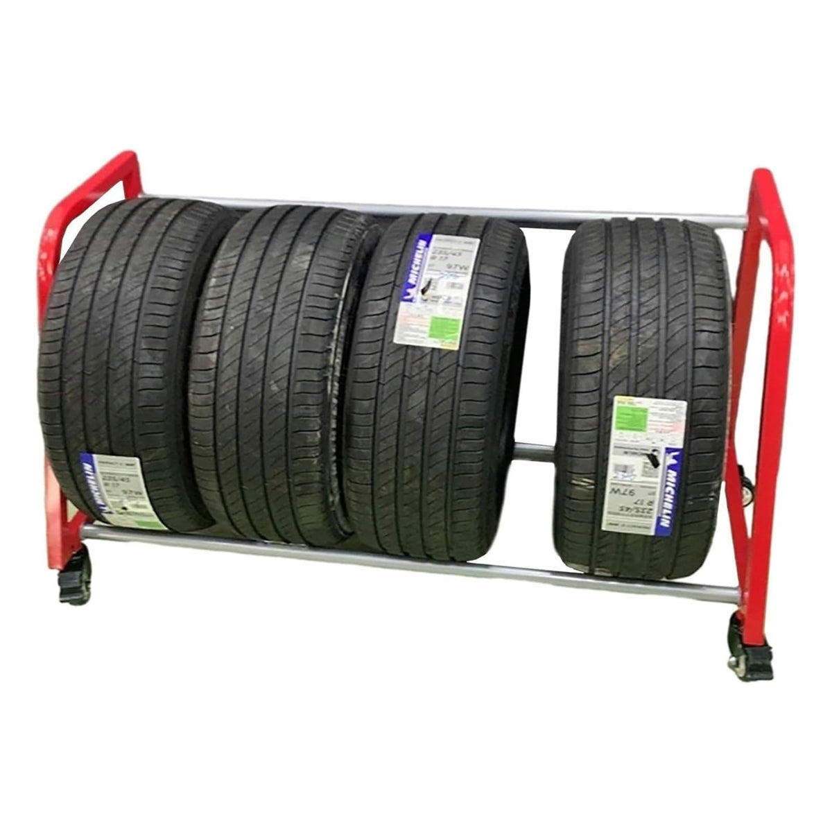 Spare Tire Rack for Shop, Vertical Garage Tire Storage Rack with Wheels, Rolling Multi-Tire Tire Display Stand, Metal Tire Holder