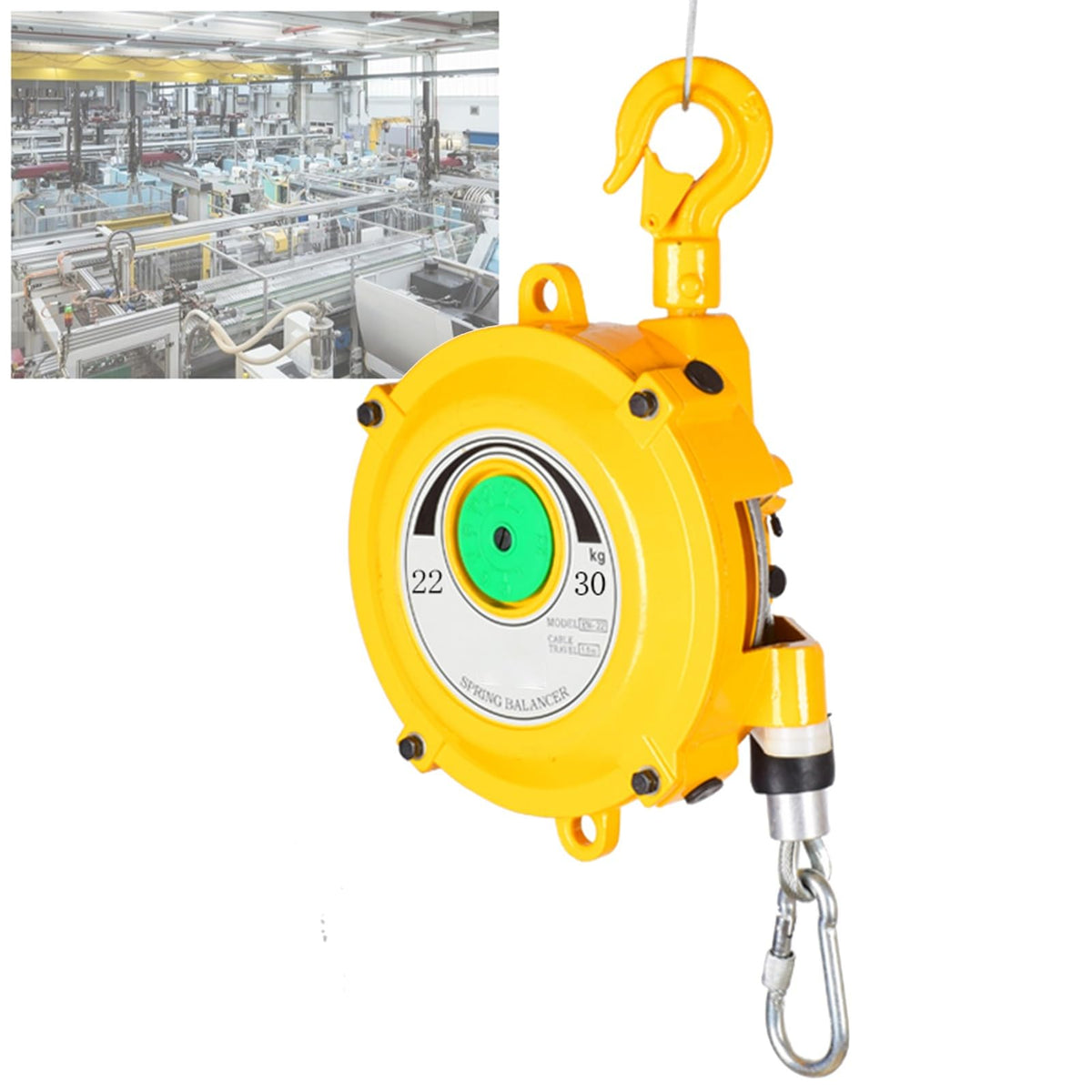 1.5m Retractable Spring Balancer with Self-Locking Hook - Heavy-Duty Workshop & Automotive Tool, 5-9kg Capacity, Multifunctional Auxiliary Equipment