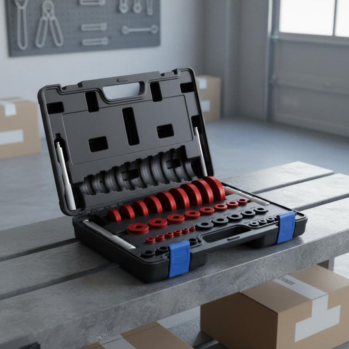 43 Pieces Bearing Race and Seal Driver Set Nonslip Hold and Seal Installer Bearing Driver Kit Engraved Sizes Technician Tool for Mechanics, Garage