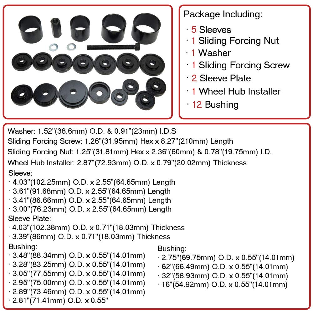 MOSTPLUS FWD Front Wheel Drive Bearing Adapters Puller Press Replacement Installer Removal Tool-23 Pieces