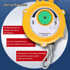 Retractable Spring Balancer 1.5m Wire Rope & Hook - Heavy Duty for Workshop, Assembly Line, Automotive Equipment (9-15kg) - Durable Load Suspension Tool