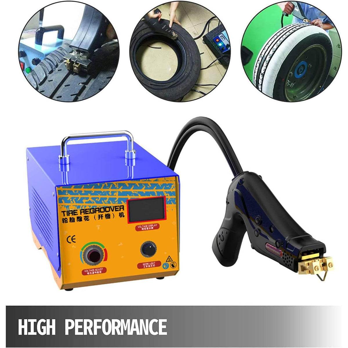 Tire Grooving Tool, 1000W Rubber Tire Regroover Machine, with 20pcs U/V-Shaped Blades, 5m Cable Length, Professional Tire Rubber Groover Machine for Any Tires