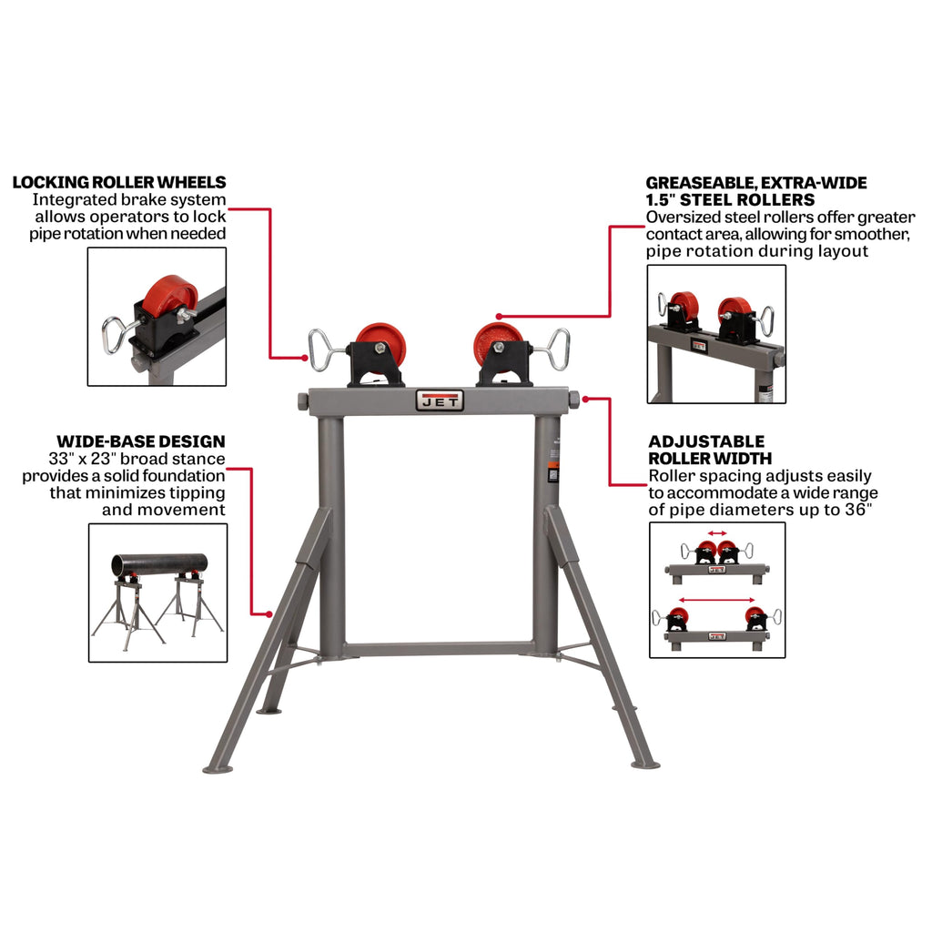 JET Pipe Roller Stand, 2500 Lb. Capacity (JT1-2403)