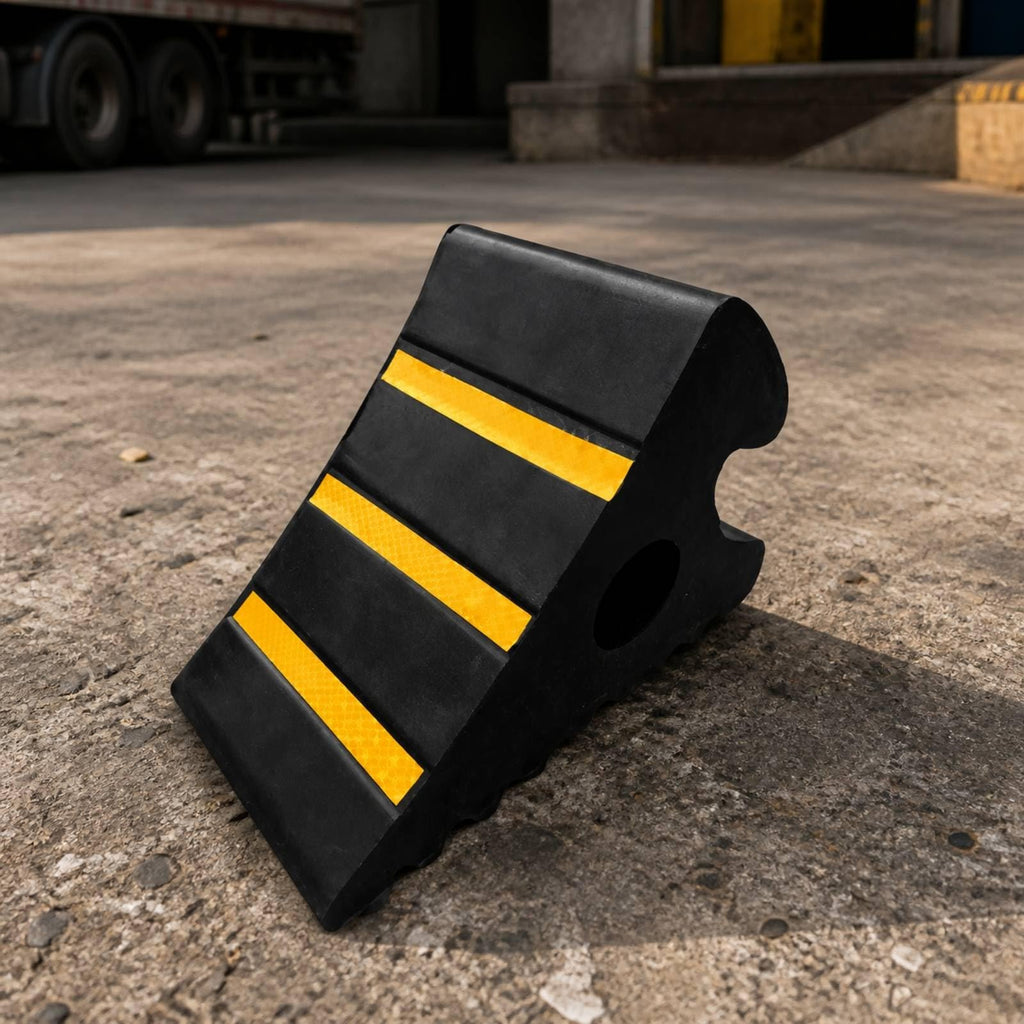 Wedge Wheel Chock with Raised Ribs Ribbed Rubber Wheel Chock Portable Parking Aid for Drivers, Workshops, Roadside, Style C