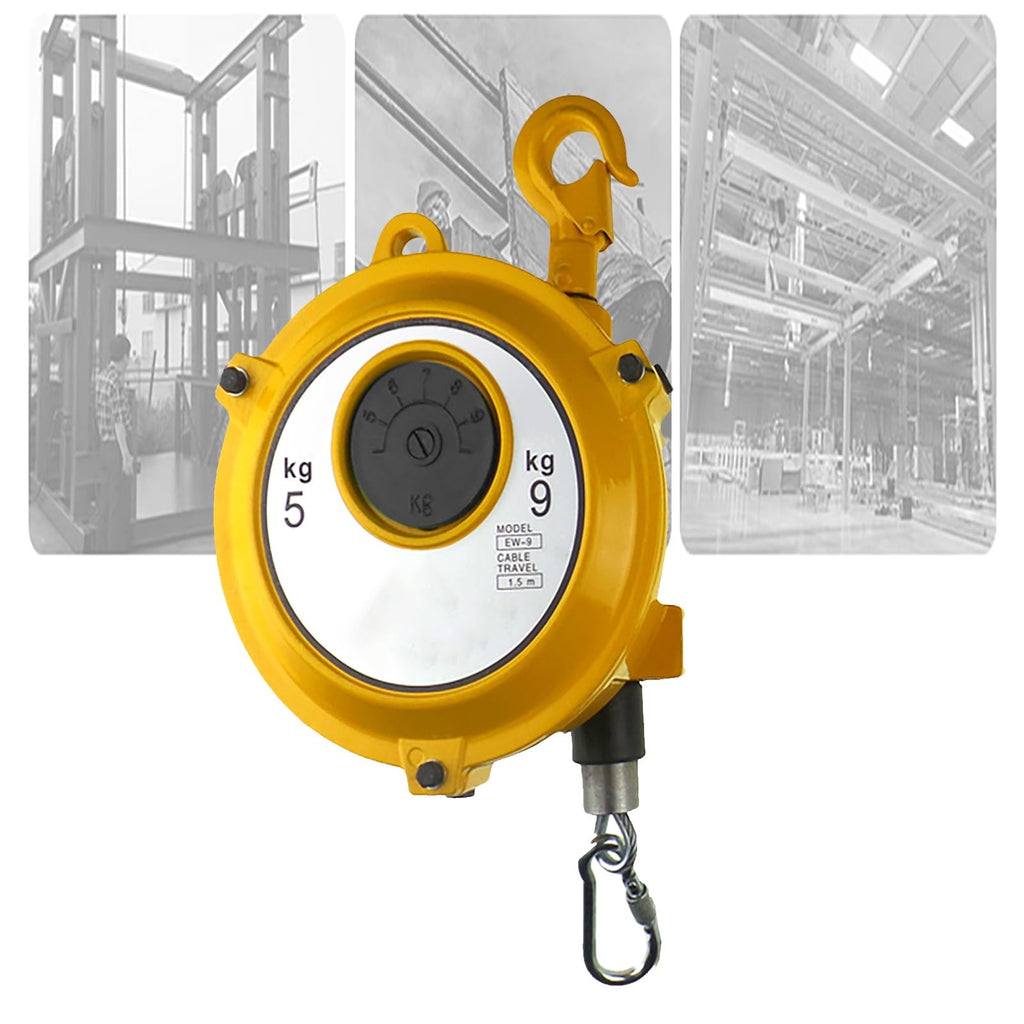 Spring Pulley Balancer, Retractable Self-Locking Spring Balancer, with 1.5 M Cable and Hook, High Strength and Load-Bearing, for Factory and Workshop.(9-15kg)