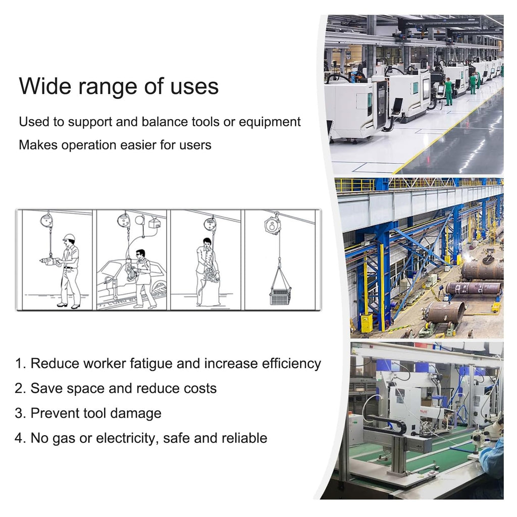 Heavy-Duty Retractable Spring Balancer with 1.5m Wire Rope & Hook - Reliable Tool Holder for Workshop & Automotive Equipment (30-40 Kg Capacity)