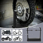 Motorcycle Wheel Balancer and Truing Stand with Adjustable Truing Pointer and Leveling Bubble, Heavy Duty Tire Balancer for Sport and Dirt Bikes, 1/2 Inch to 1 1/2 Inch Axles, Up