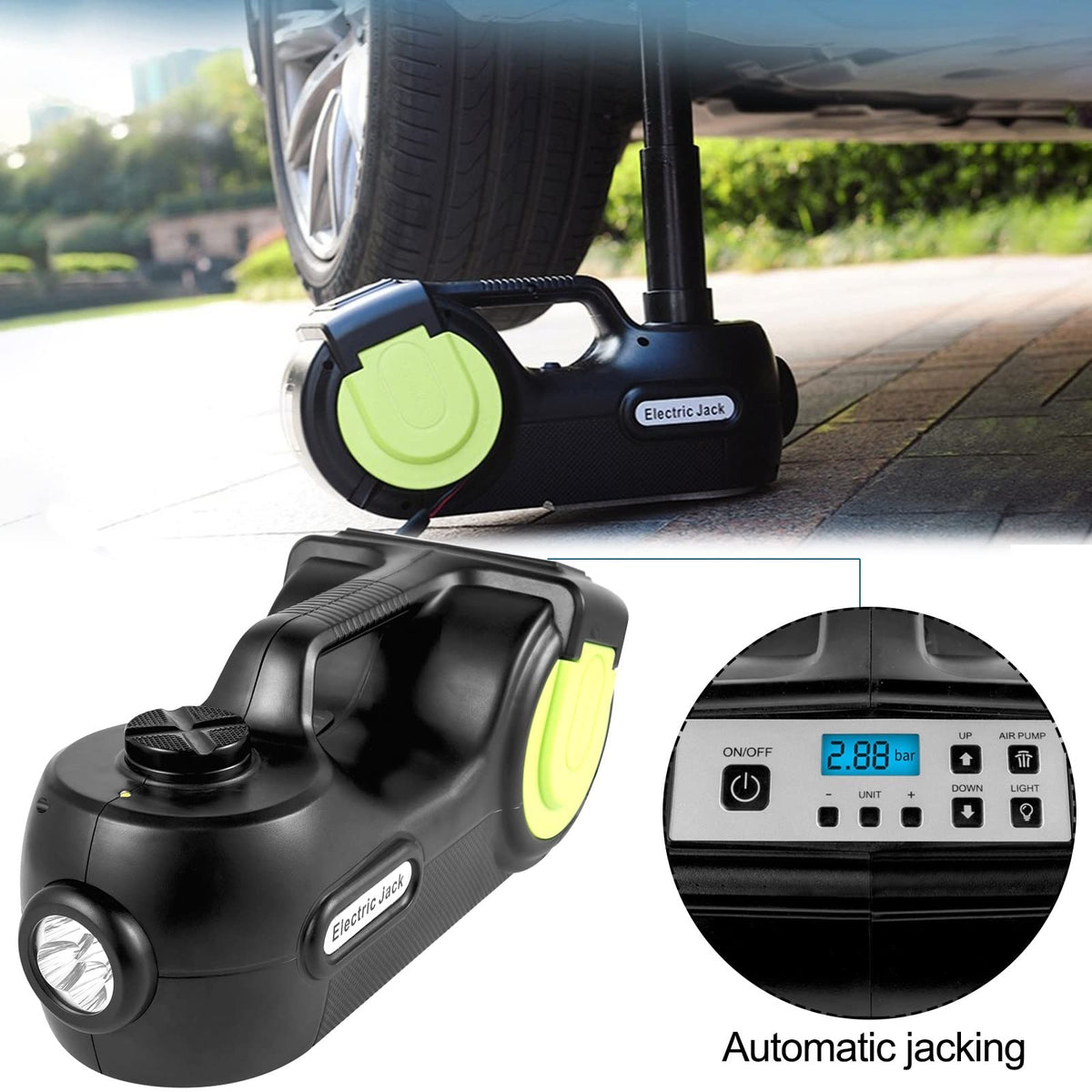 5 Ton 12V Electric Car Jack Kit + Impact Wrench LED Light Portable Hydraulic Jack 13.5-36 CM Tire Lifting Car Repair Tool