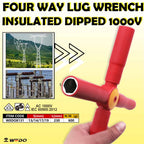 WEDO Insulated Four Way Lug Wrench,4-Way Cross Wrench, Size 13x14x17x19mm,VDE 1000V,For Tire Changing and Auto Maintenance