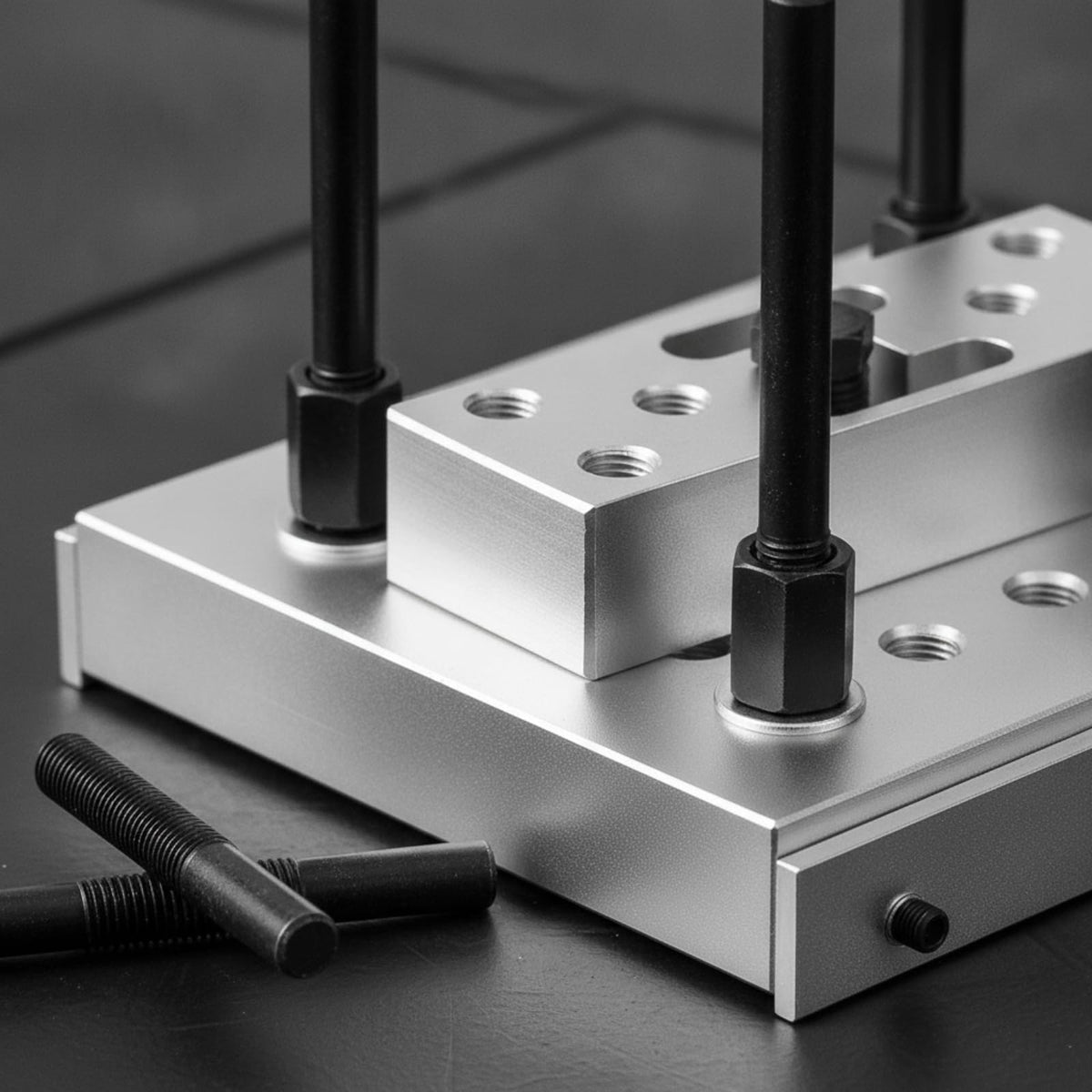 Automotive Hub Mount Bracket Aluminum Alloy Block Style Press Tool with Fasteners for Workbench Assembly Suitable for Vehicle Wheel Bearing Service