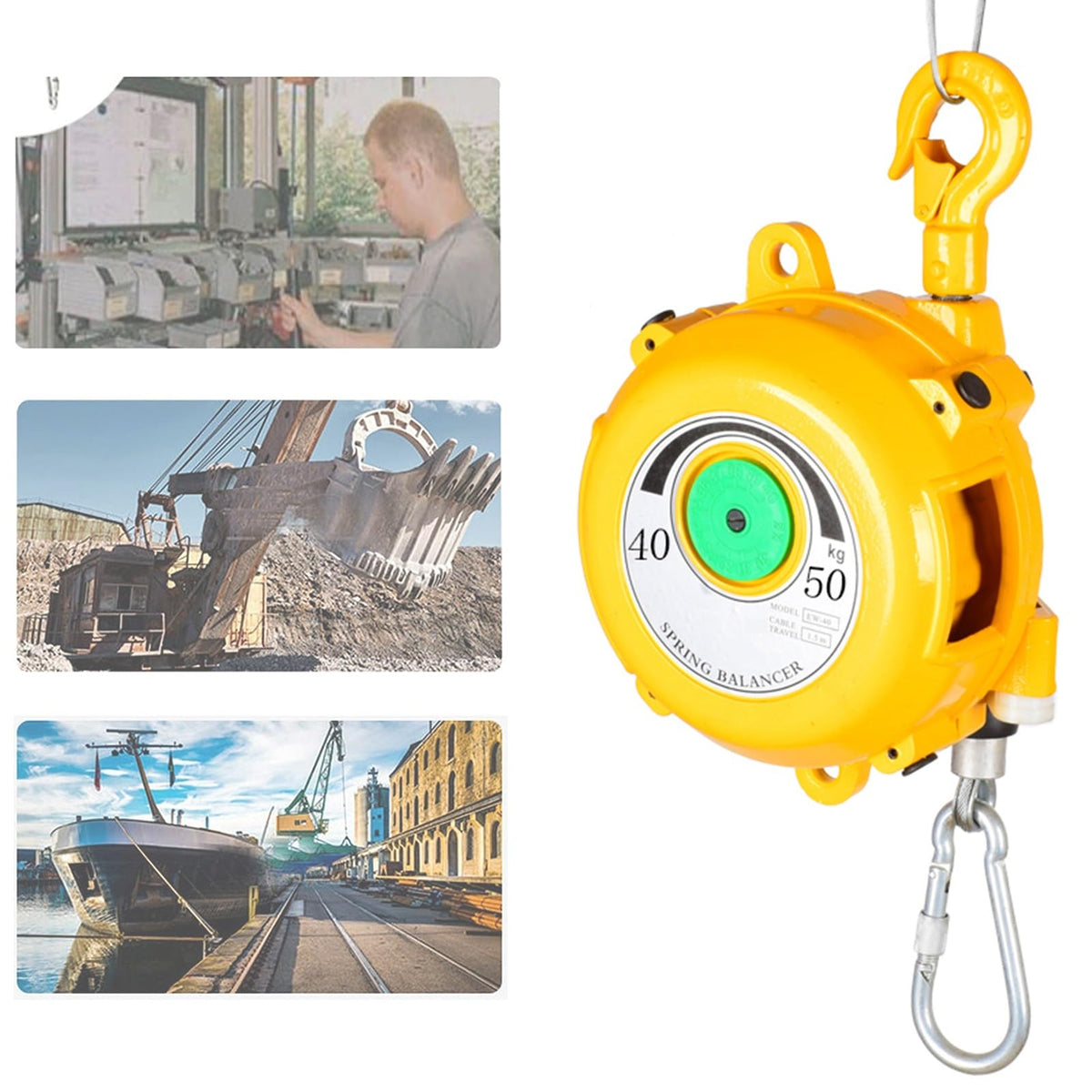 Retractable Spring Balancer, Tool Balancer with Hook and Wire Rope, Adjustable Balancer Retractor Hanging Holding Equipment, for Assembly Line, Workshop and Automotive Equipment (15-22kg