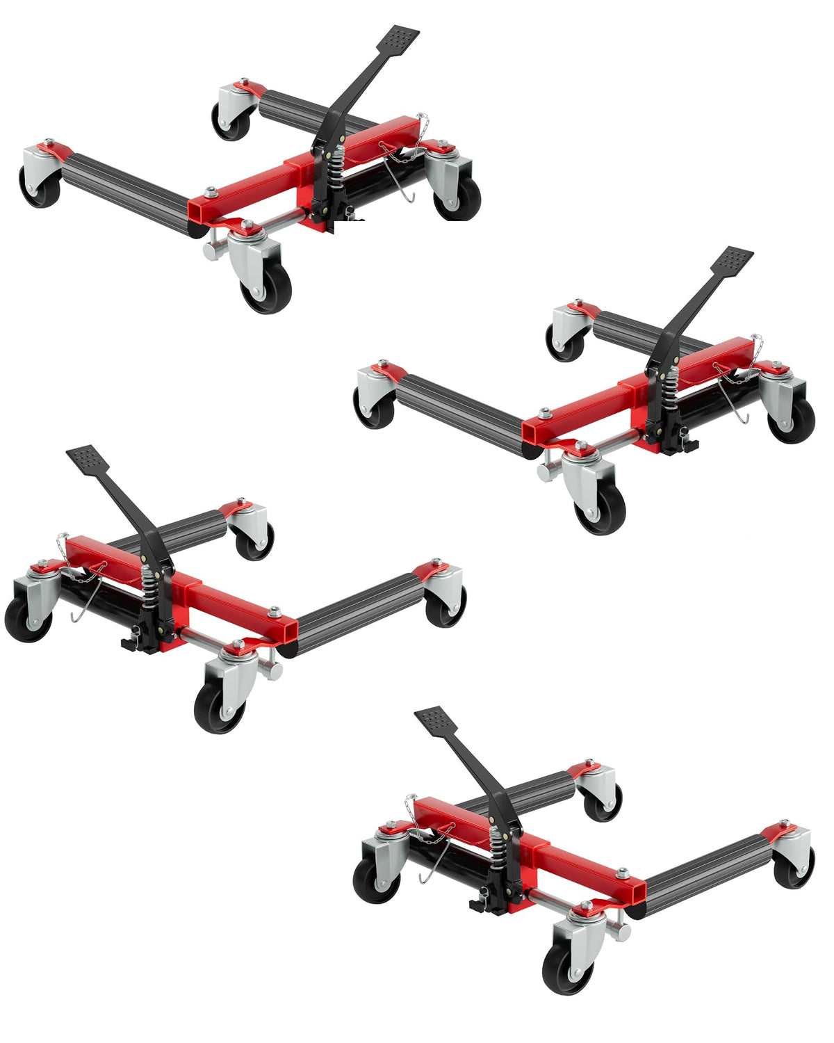 Car Dolly Jack Set of 4, Heavy Duty 6,000 LBS Hydraulic Wheel Dolly Vehicle Skates Positioning Jack with Foot Pedal for Car Moving Maintenance, Red
