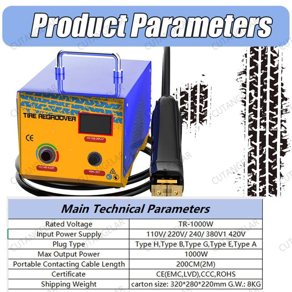 Professional Grade 1000W Portable Tire Grooving Machine - Cutting Width 2-14mm, Blade Heating System, Portable Tire Grooving Machine for Sa-fety Protection of Car/Truck/Off-Road Tires