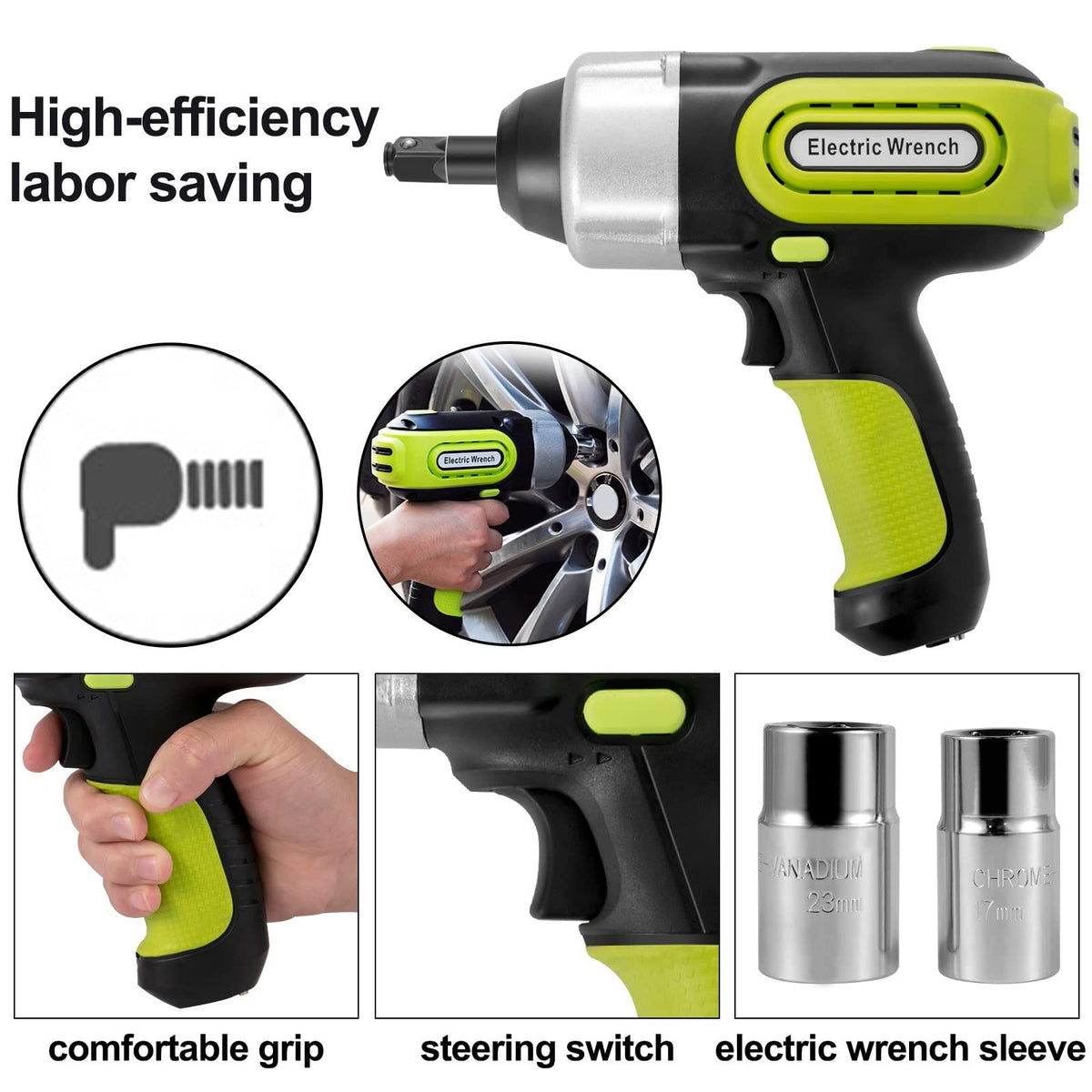5 Ton 12V Electric Car Jack Kit + Impact Wrench LED Light Portable Hydraulic Jack 13.5-36 CM Tire Lifting Car Repair Tool