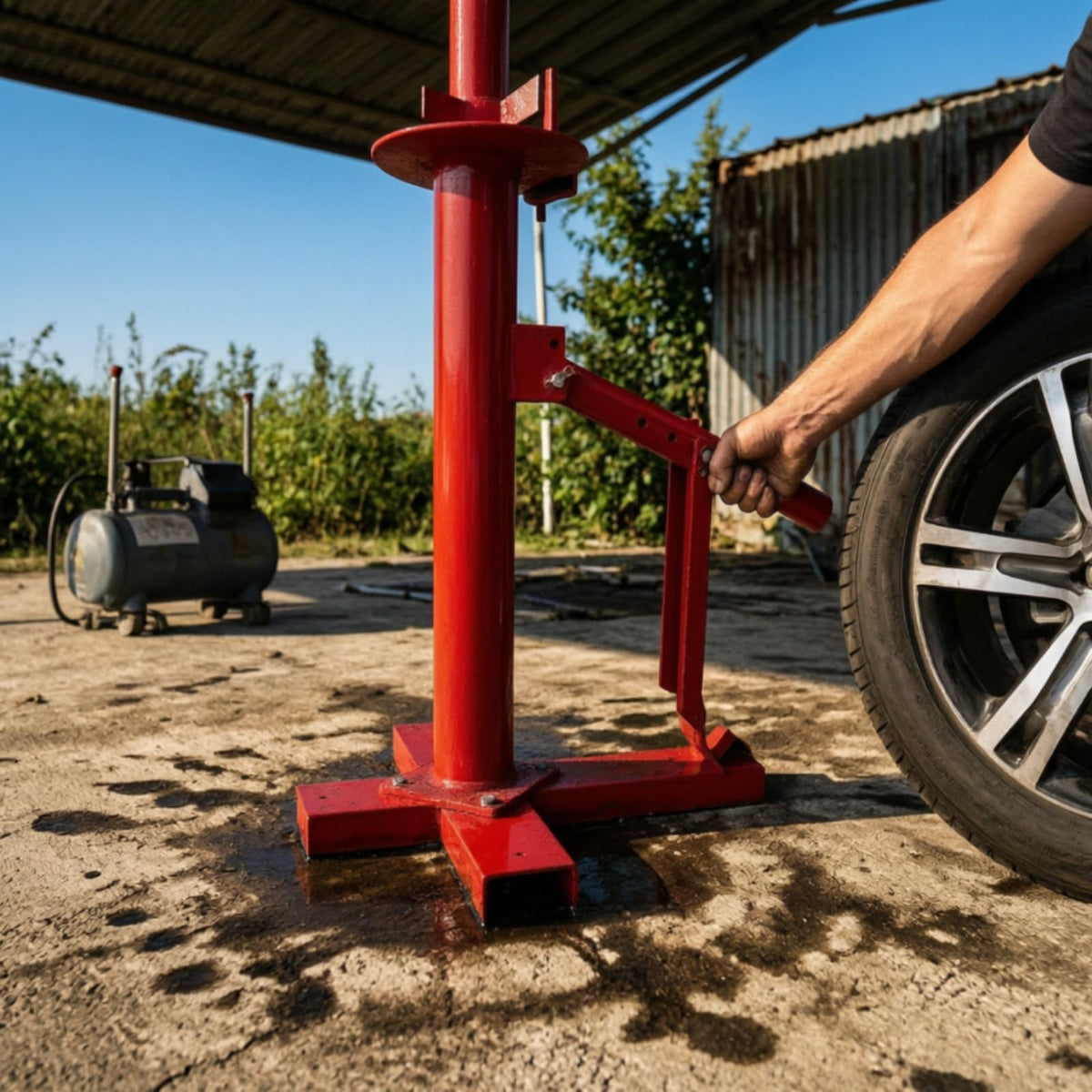 Tire Changing Equipment Manual Tire Changer Hand Tool Steel Mount Compact Workbench Bead Breaker Suitable for Daily tire Changes Seasonal swaps Trailer Service Light