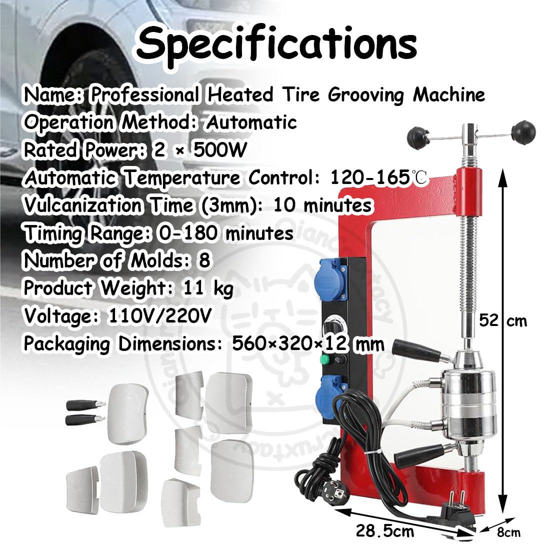 Professional Tire Repair Machine Tool Kit, Electric Tire Patch Curing Machine, Automatic Temperature Control (120℃–165℃) & 0-180 Min Timer for Professional Vulcanizing & Patch Repairs