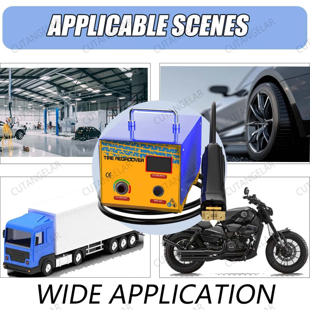 1000W Portable Tire Grooving Machine with 20 Blades - Electric Rubber Grooving Machine, Tire Grooving Machine for Truck, Motorcycle, Kart | 2m Cable, LED Display