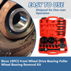 19pcs Front Wheel Drive Bearing Puller Front Wheel Drive Bearing Press kit Front Wheel Drive Bearing Removal Installationol Wheel Bearing Removal Kit